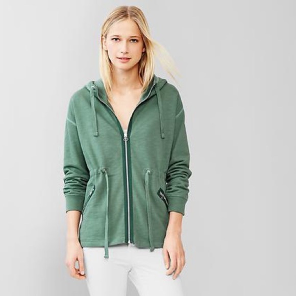GAP French Terry 100% Cotton Drawstring Hoodie in Winter Forest - Picture 1 of 8
